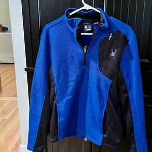 Men’s Spyder 1/4 zip Waffle Knit Pullover, Small, Blue
